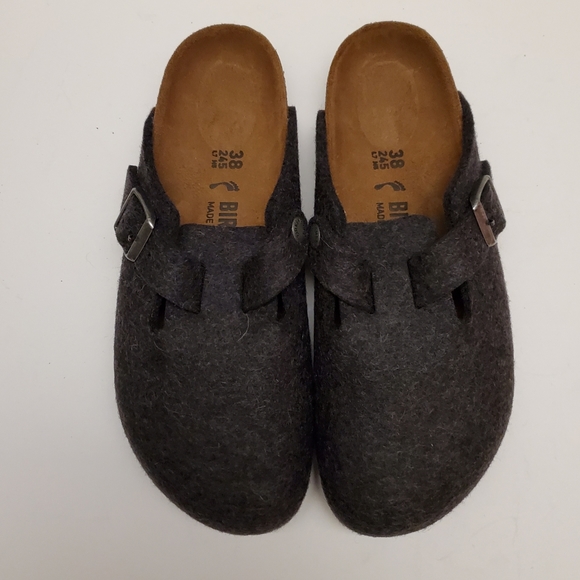 gray birkenstock clogs